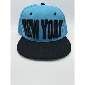 ROST New York Snapback Hat Blue Black Flat Bill Cap Embroidered Streetwear